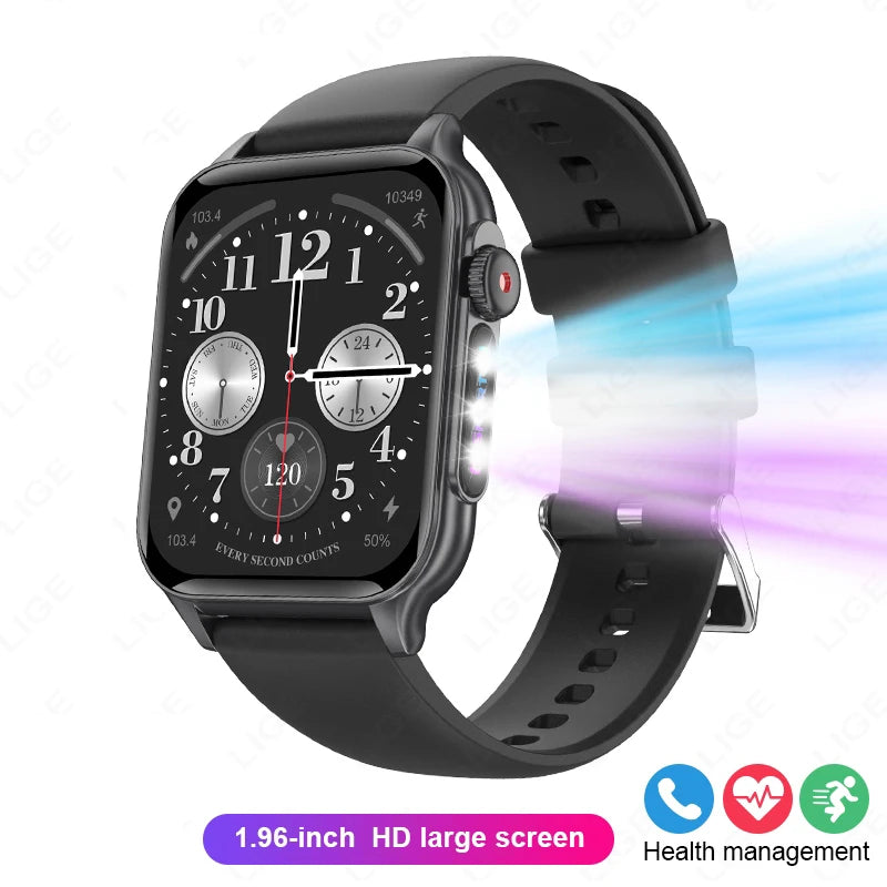 2025 New Smart Watch Men IP67 Outdoor Sports Dazzling Color Breathing Light  Health Monitor 1.96" BT Call P6