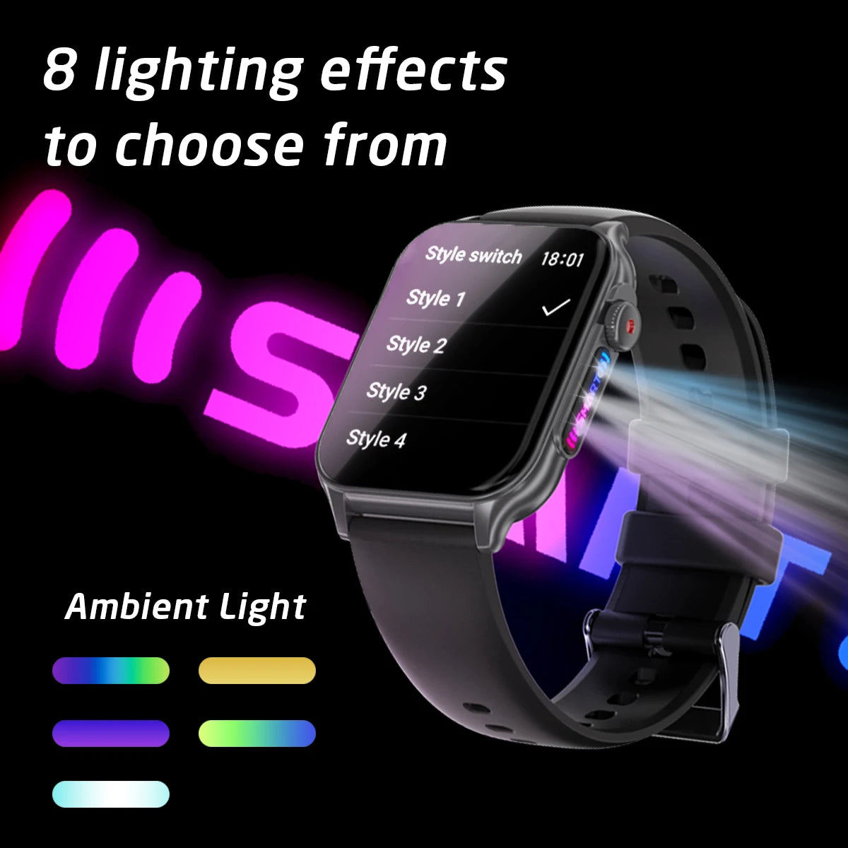 2025 New Smart Watch Men IP67 Outdoor Sports Dazzling Color Breathing Light  Health Monitor 1.96" BT Call P6