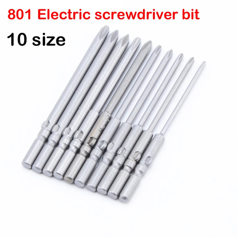 10pcs/lot 801 5mm Round Shank Magnetic Phillips Cross Screwdriver Bits Electric  bits PH0 PH1 PH2 80mm Full Length