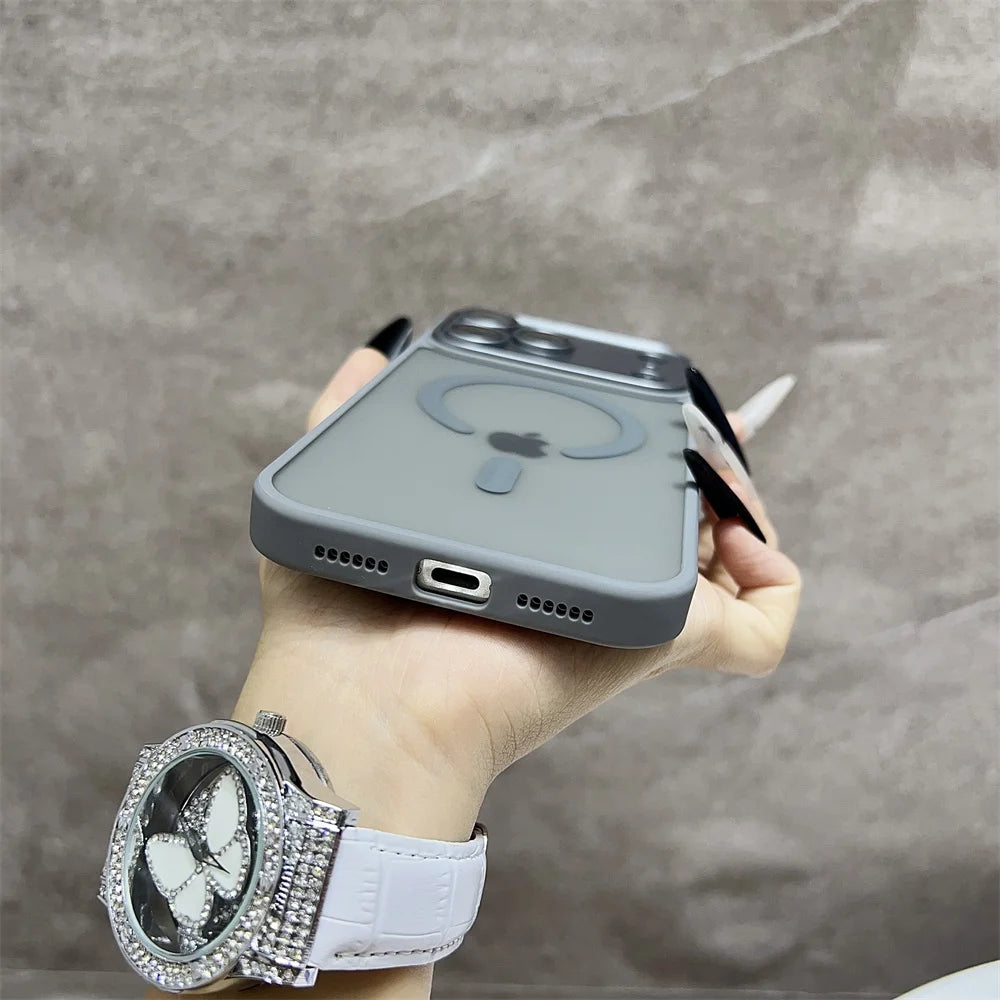 Matte Magnetic Translucent  Wireless Charge Phone Case For iPhone 17 Air 16 15 14 13 12 11 17 Pro Max Magsafe Must-Cover