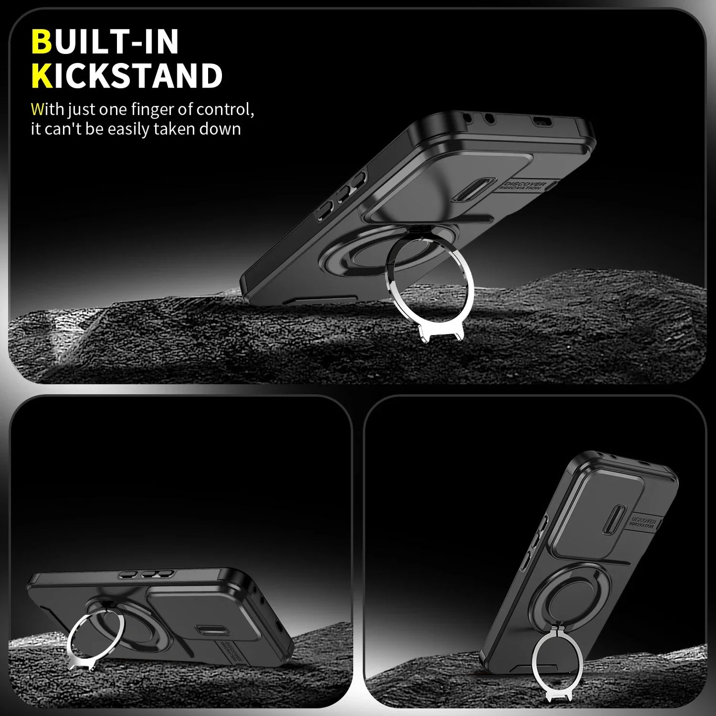 Shockproof Magnetic Case for Honor 400 Pro 5G Slide Camera Lens Ring Stand Protect Cover for Honor 400 Lite X9C Magic7