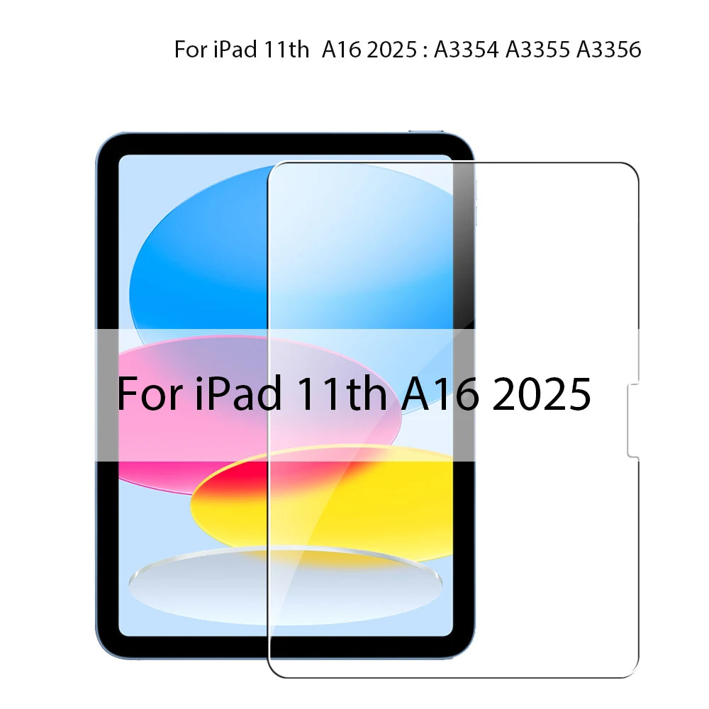 For Ipad A16 10 9 9th 10th Generation Pro 13 M4 12.9 Tempered Glass Screen Protector For Ipad Air 11 M2 M3 5 4 3 2 Mini 6 7 Film