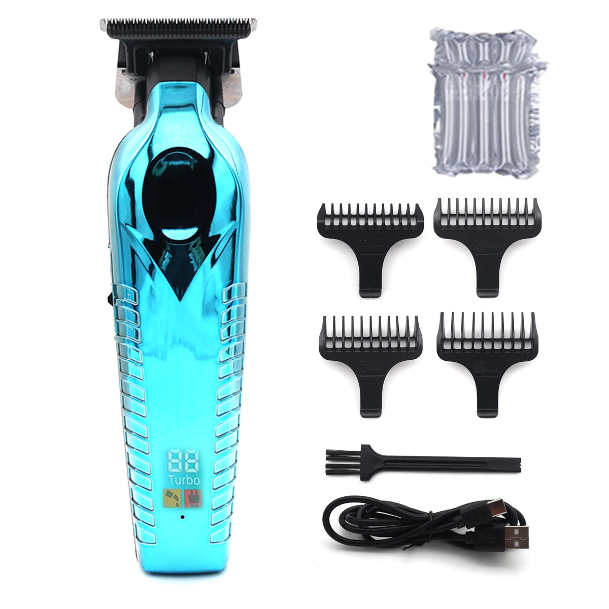 Zero Gapped Hair Trimmer – DLC T-Blade, LED Display, Low Noise, Cordless