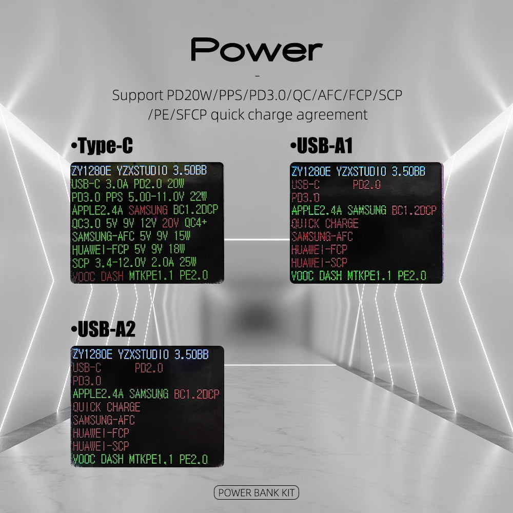 PD20W DIY Powerbank Kit TFT Color Screen No Battery 10000mah 21700/18650 Install Welding With Line 22.5W Fast Charging Case