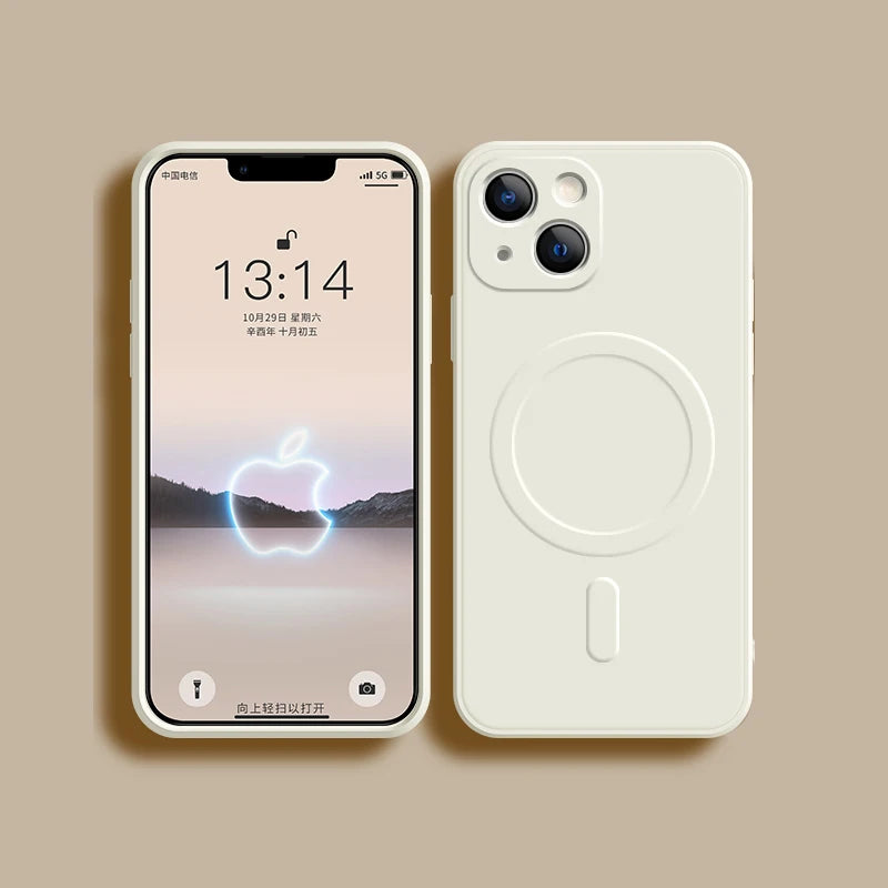 Magsafe Magnetic Wireless Charging Soft Liquid Silicone Phone Case For IPhone 16 Pro Max 14 13 12 11 15 Pro Max Mini Back