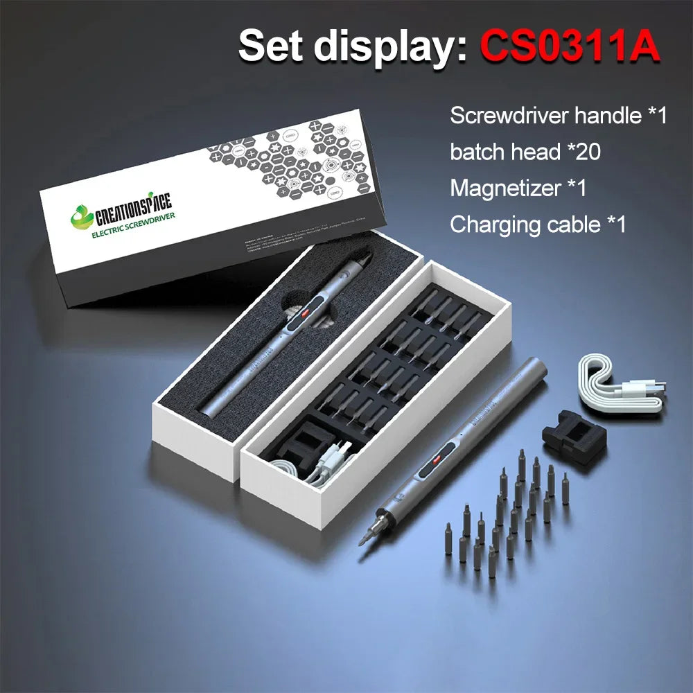 CreationSpace 23-in-1 Mini Cordless Electric Screwdriver – Precision Magnetic Repair Kit for iPhone & PC