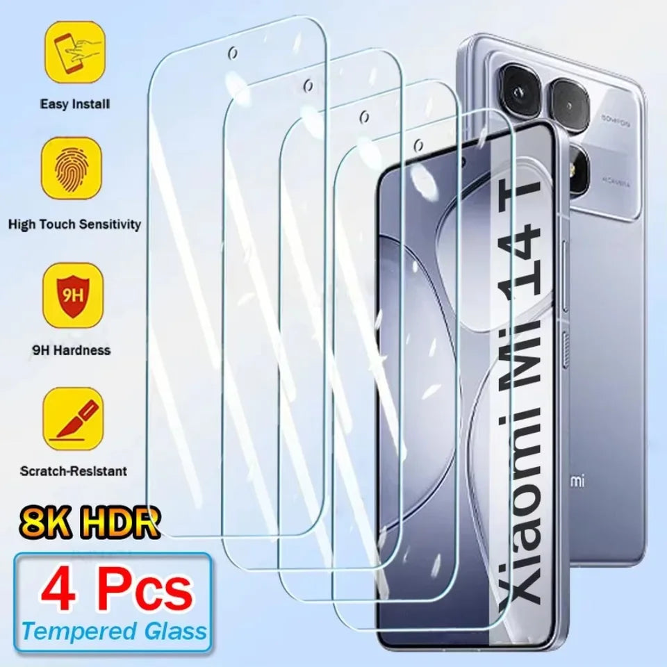 NNBILI 2-4Pcs Transparent HD Tempered Glass For Xiaomi Mi 14T 14 T Pro Screen Protectors Protective Glass Film