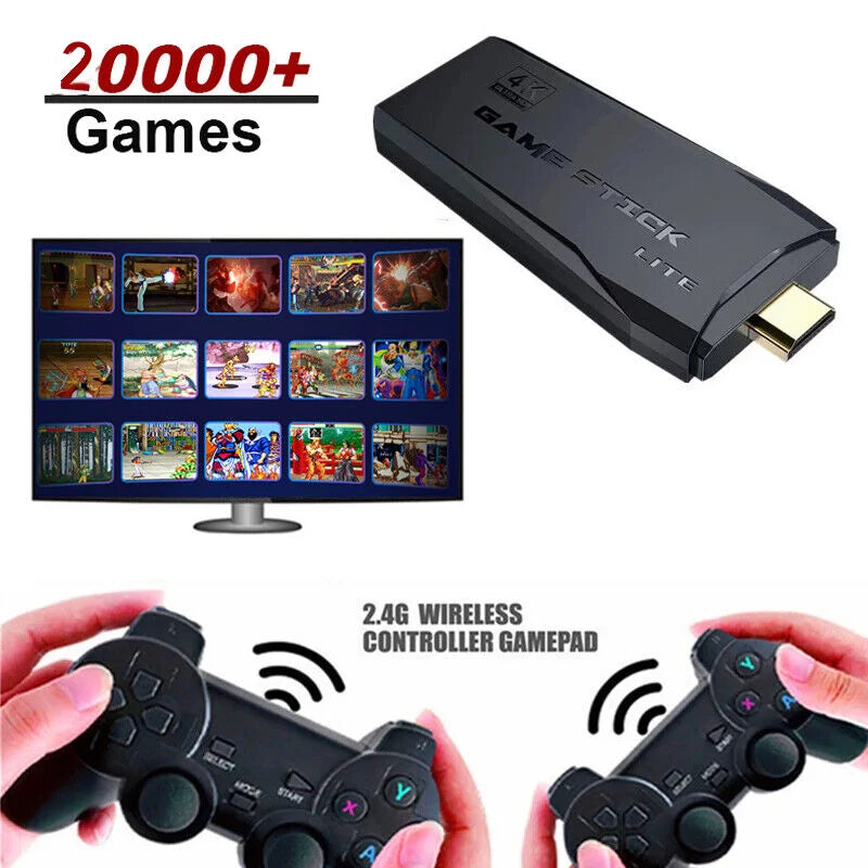 Retro M8 Wireless Game Console Stick – 4K, 20,000 Emulators, 9 Built-in Games, PS1 Compatible
