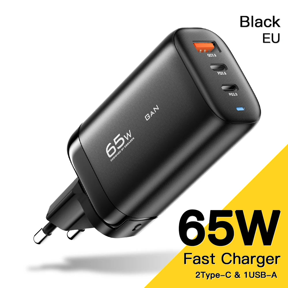 Essager 65W GaN USB Type C Charger For Laptop PPS 45W 25W Fast For Samsung Xiaomi Realme mobile iPhone15 14 13 Pro Phone