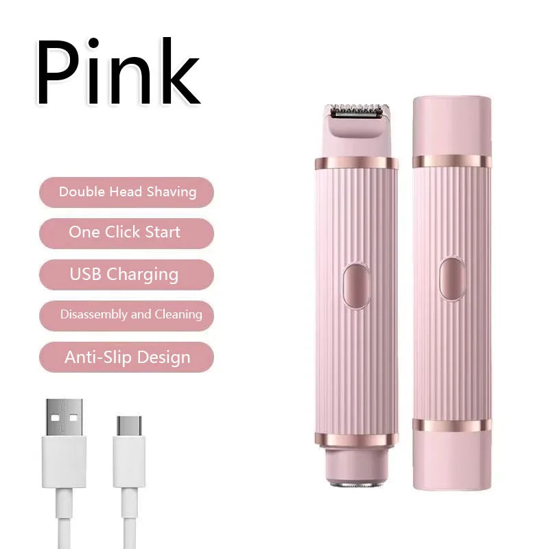 2-in-1 Waterproof Electric Shaver for Women – Bikini Hair Trimmer, Wet & Dry, Rechargeable