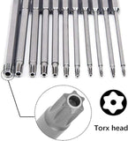 Hex Shank Torx Security Head Screwdriver Drill Set 4 Inch Length S2 Steel Torx Bit Set 11/12pcs Torx Head 1/4 Inch
