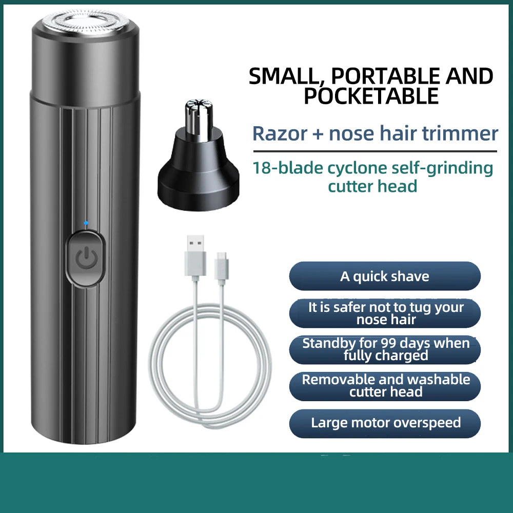 Men’s 2-in-1 Electric Shaver – 6D Floating Razor & Nose Hair Trimmer