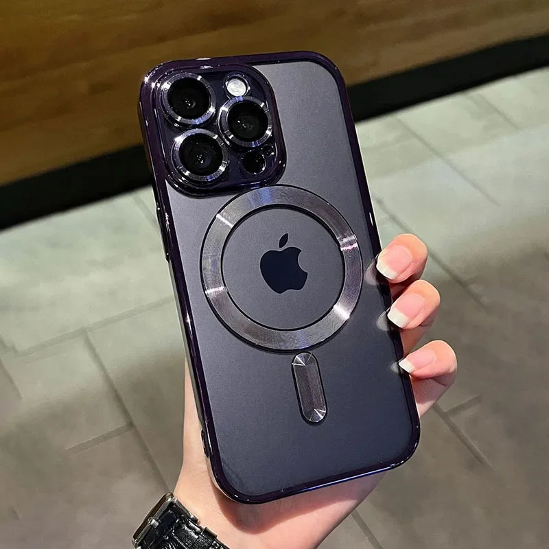 Luxury Magnetic Plating Clear For Magsafe Wireless Charging iPhone 11 12 13 14 15 16 Pro Max Plus Shockproof Silicone Cover