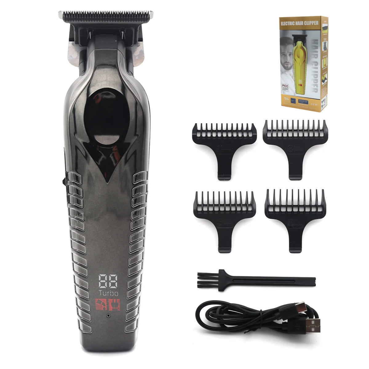 Zero Gapped Hair Trimmer – DLC T-Blade, LED Display, Low Noise, Cordless