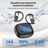 PAXA OpenAirUltra AI OWS Translation Earphones 100+ languages Stereo Touch Display Multi ENC Call AI Chat