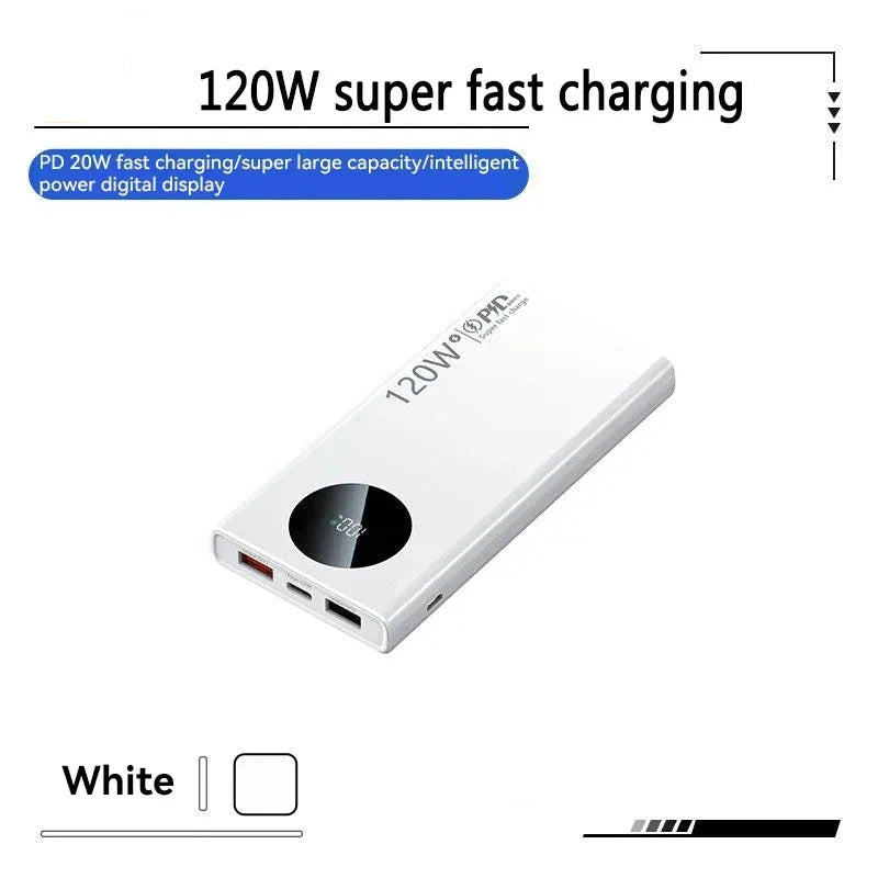 80000mAh High Capacity Powerbank 120W Super Fast Charging Device for iPhone Samsung Huawei Xiaomi