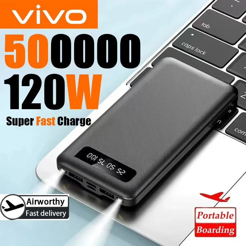 VIVO 200000mAh 120W Power Bank Super Fast Charging Battery High Capacity Digital Display For iPhone Samsung Huawei