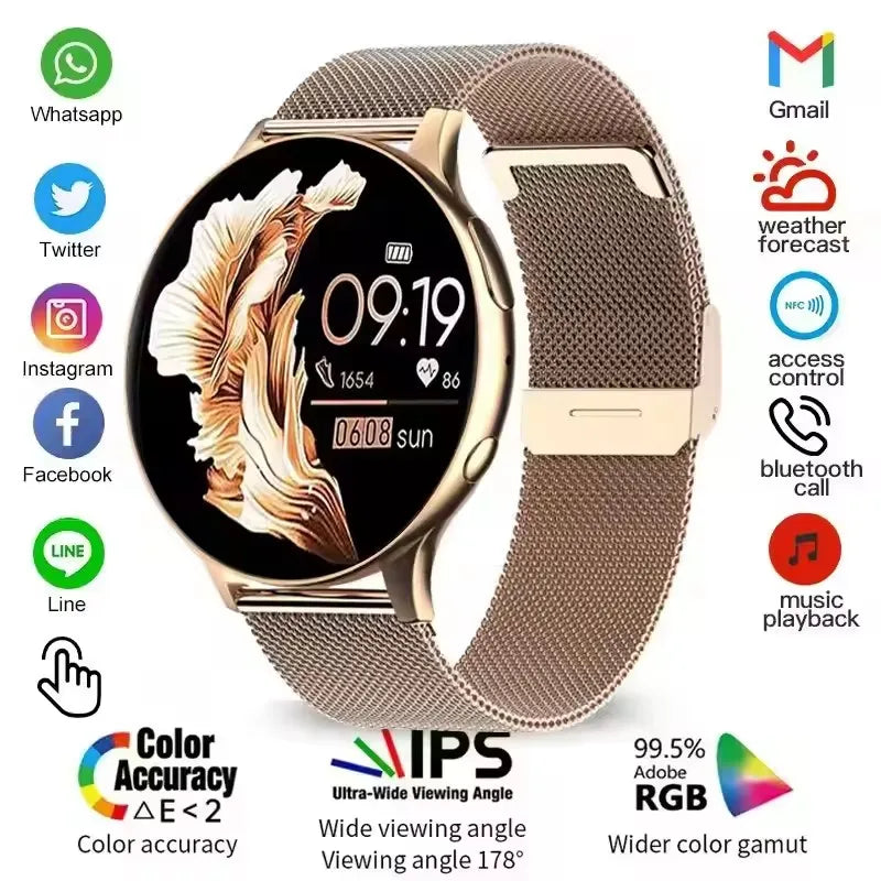 Smartwatch Women Watch 6 Health Monitoring Watch Waterproof Voice Assistant Bluetooth Call 2025 New Sports Watch