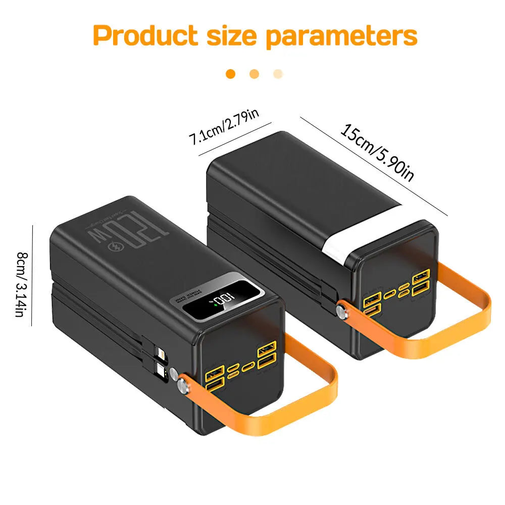Portable Power Bank 120W 50000mAH Super Fast Charger Large Capacity External Supports simultaneous charging of 7 devices