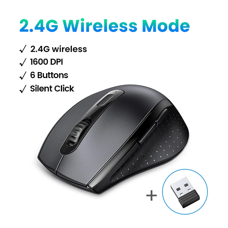 UGREEN 2.4GHz Wireless Mouse – Silent Click, 1600DPI, USB Receiver for PC, Laptop & MacBook