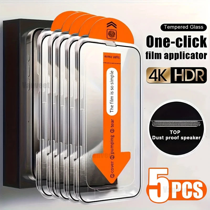 Tempered Glass Screen Protector For iPhone 16 15 14 13 12 11 17 Pro Max 16e Protective Film iPhone16 Pro Max XR X XS 7 8 16Plus