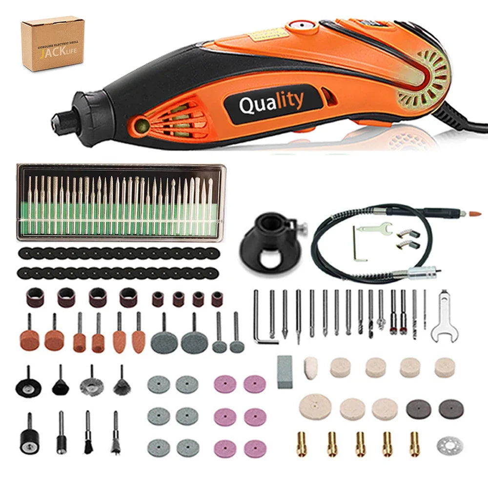 JANGKLIFE Electric Mini Drill & Die Grinder – 110V/220V Engraver & Polisher with Rotary Tool Set Kit for 3000/4000