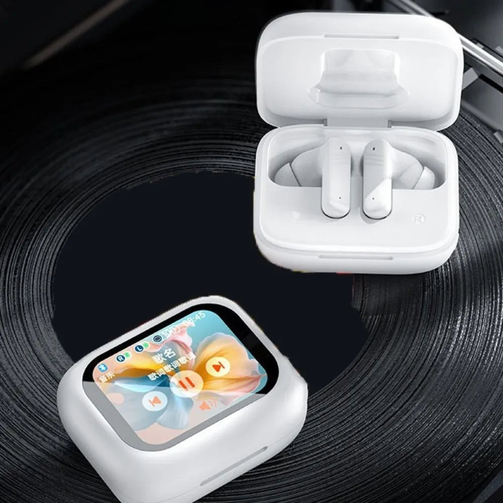 Bluetooth 5.4 Full Touch Screen Headphones Smart LCD in Ear ANC Bluetooth Earphones HD Call Noise Cancelling