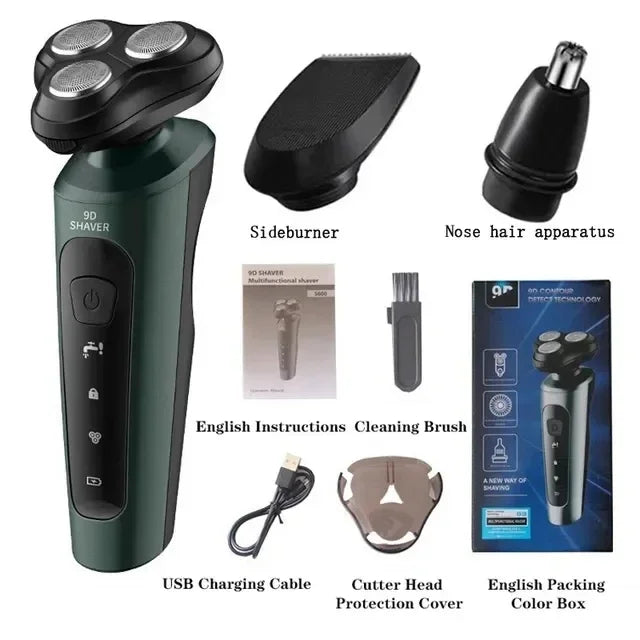 9D Electric Shaver for Men – USB Rechargeable 4-in-1 High-Power Razor