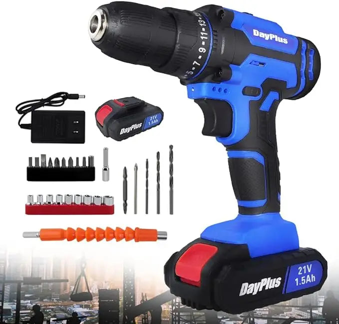 21V Electric Drill Driver Kit – 1 Battery, Charger & 26 Bits