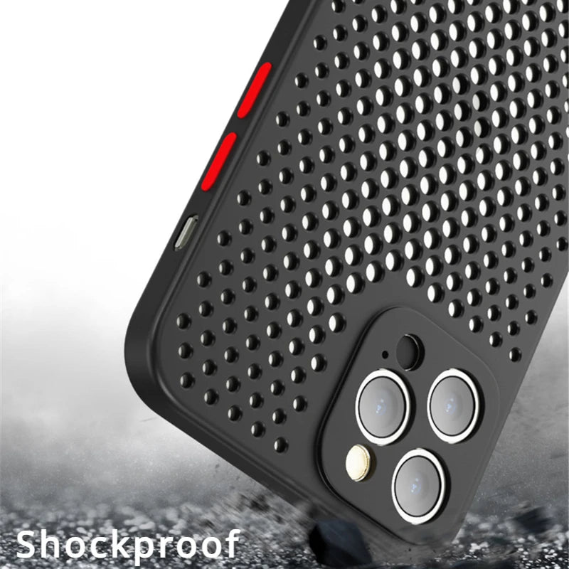 Breathable Cooling Shockproof Soft Silicone Case For iPhone 16 15 14 13 12 11 Pro Max XS X XR 8 7 Plus Bumper Back