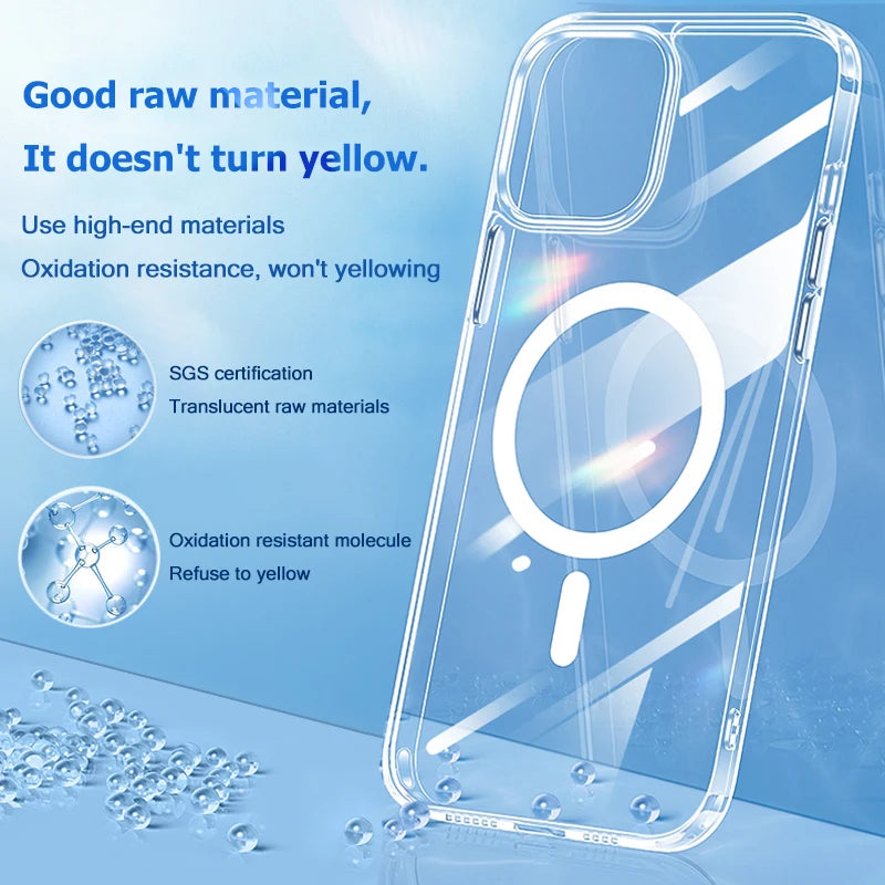 For Magsafe Magnetic Case For iPhone 16 15 11 13 12 14 Pro Max XR X XS 8 Plus Magnetic Wireless Charging Phone Cases Clear