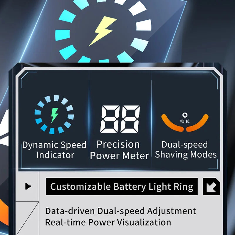 Dual-Head Electric Shaver – Intelligent Digital Display with Variable Speed Beard Trimmer