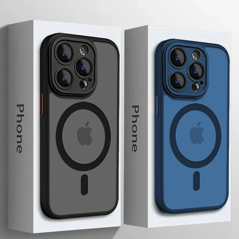 Original Case For iPhone 17 Air 16 15 14 13 12 11 Pro Max Plus For Magsafe Magnetic Wireless Charge Lens Protector Matte