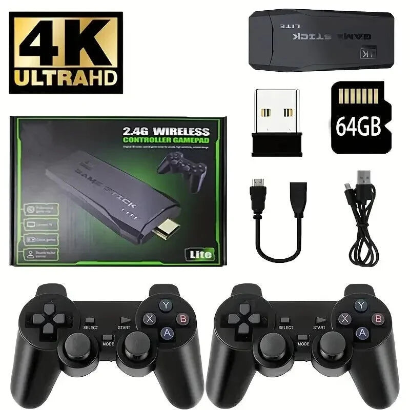 Retro M8 Wireless Game Console Stick – 4K, 20,000 Emulators, 9 Built-in Games, PS1 Compatible
