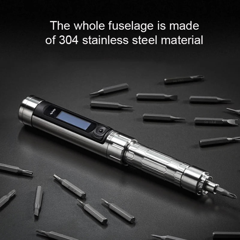 MINIWARE ES15S Smart Motion Control Electric Screwdriver – USB Rechargeable with 24pcs Bit Set & LED Light