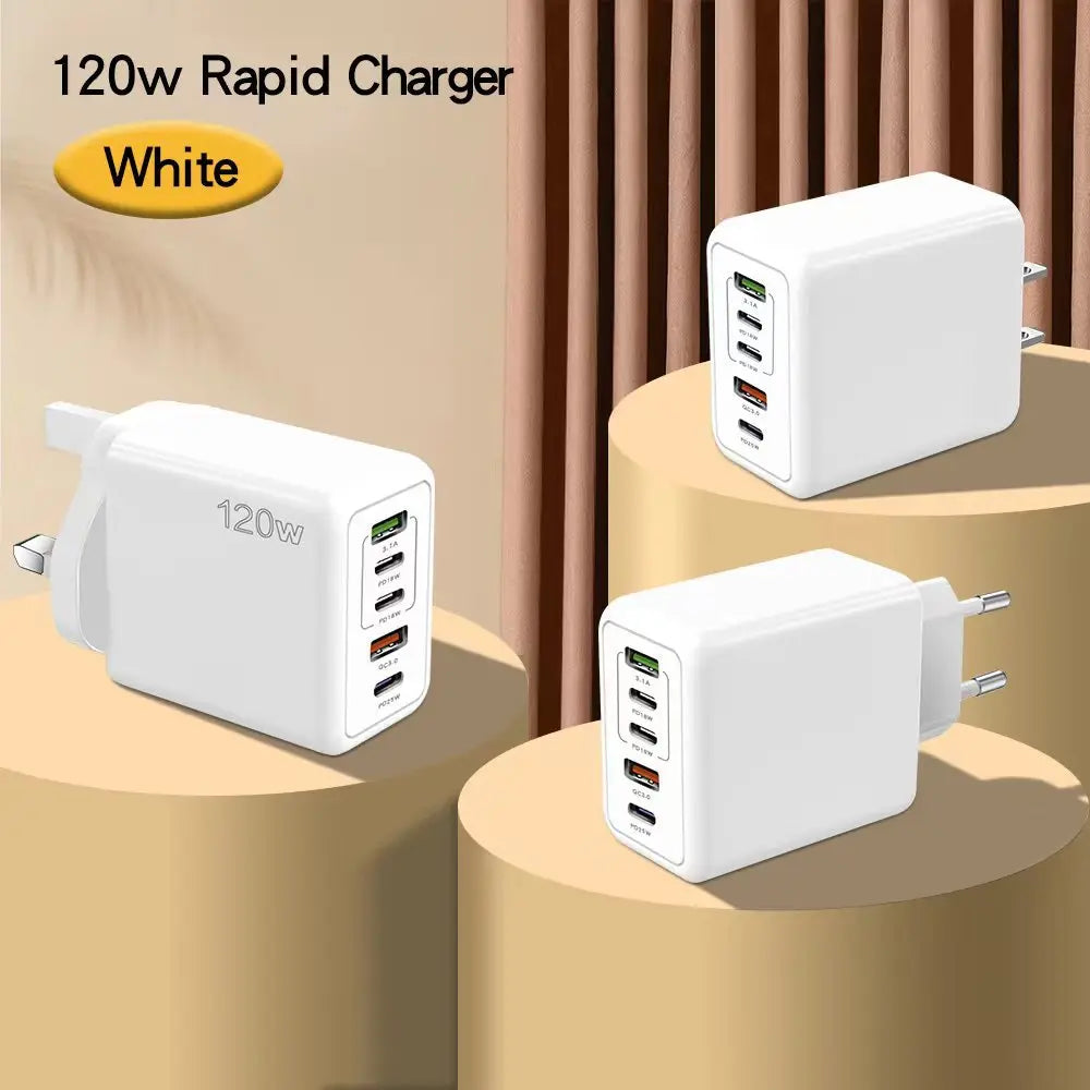 PD 5 Port USB Charger Fast Charging QC3.0 USB C Type C Mobile Phone  For iPhone Huawei Samsung Xiaomi ipad Quick