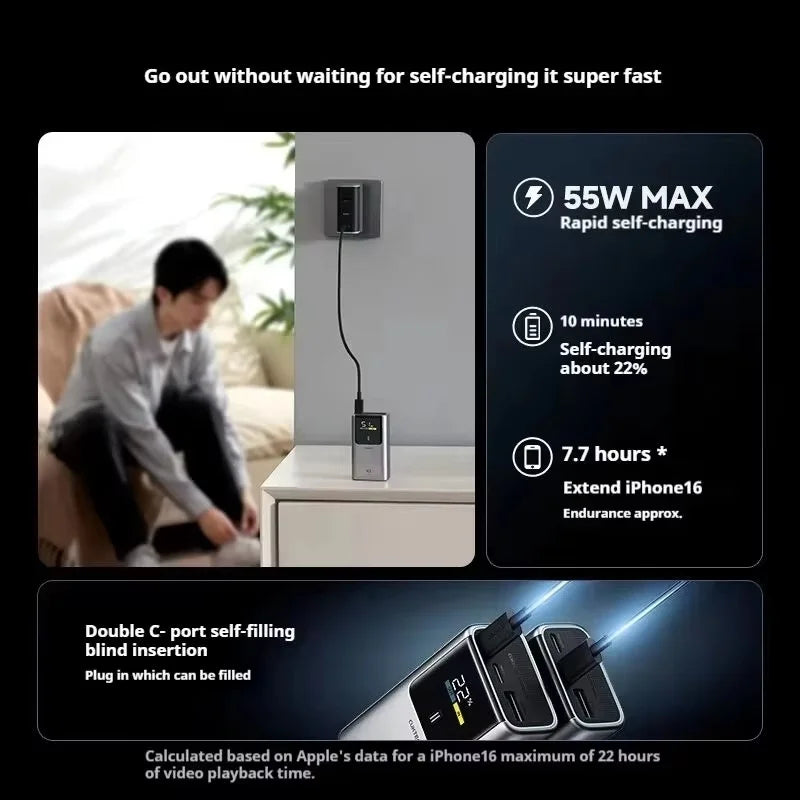 CUKTECH 10 Mini Power Bank 55W MAX 10000mAh High-Capacity Digital Display Portable Fast Charging Chargers Original
