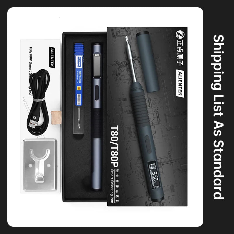 ALIENTEK T80 T80P Soldering Iron Adjustable Temperature Tool DC 20V 80-450℃ Precision Repair Station PD 100W Portable Heat Tool