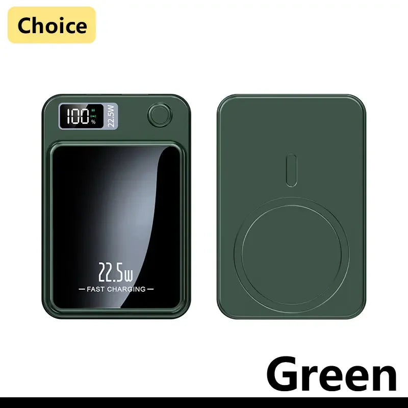 2025 New PD22.5W Super Fast Charging 10000 MAh Mini Ultra-thin Magnetic Wireless Power Bank Digital Display Mobile Power Supply