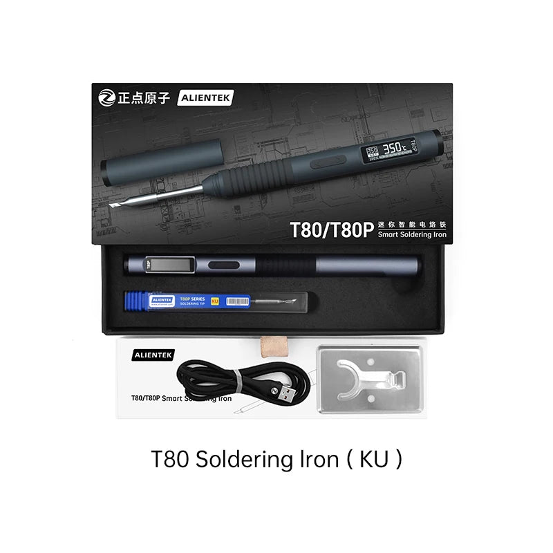 ALIENTEK T80 T80P Soldering Iron Adjustable Temperature Tool DC 20V 80-450℃ Precision Repair Station PD 100W Portable Heat Tool