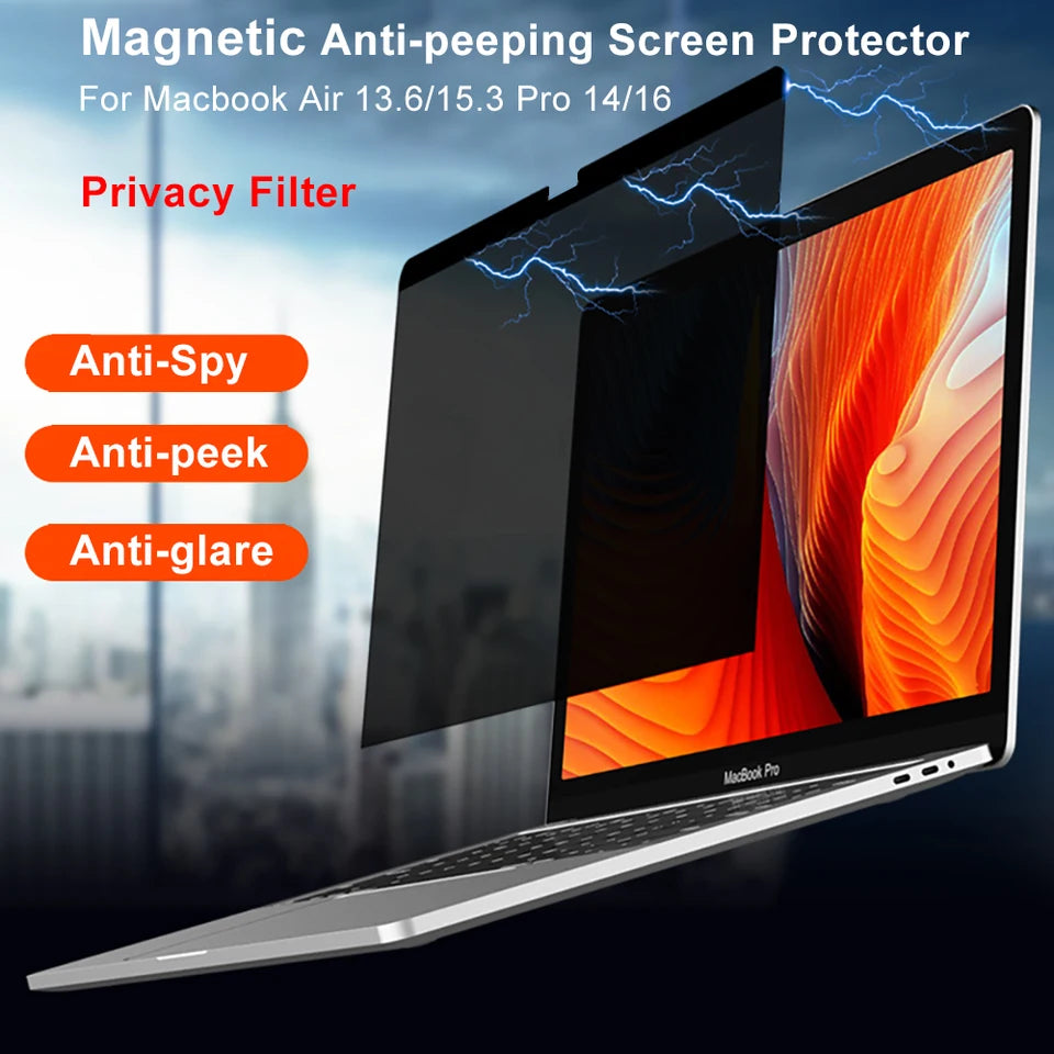 Magnetic Anti-peeping Screen Protector For Macbook Air 13.6 15 M1 M2 M3 M4 Pro 14 16 2023 Anti-peek Anti-spy Film Privacy Filter