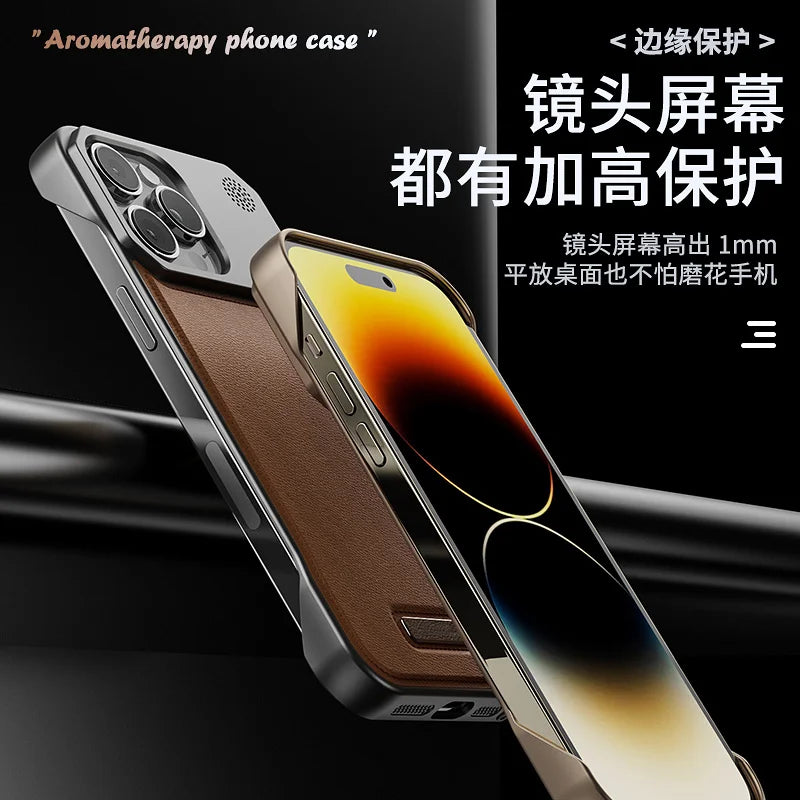 Luxury Magnetic PU Leather Aromatherapy Phone Case For iPhone 17 Air 11 12 13 14 15 16Pro Max Wireless Charging Borderless