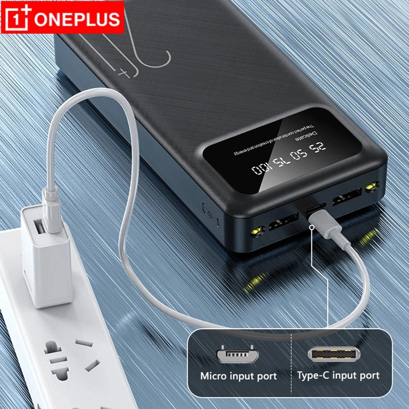 OnePlus 200000mAh PowerBank Large Capacity External Battery USB Fast Charging LED Display Portable Phone Charger For iphone
