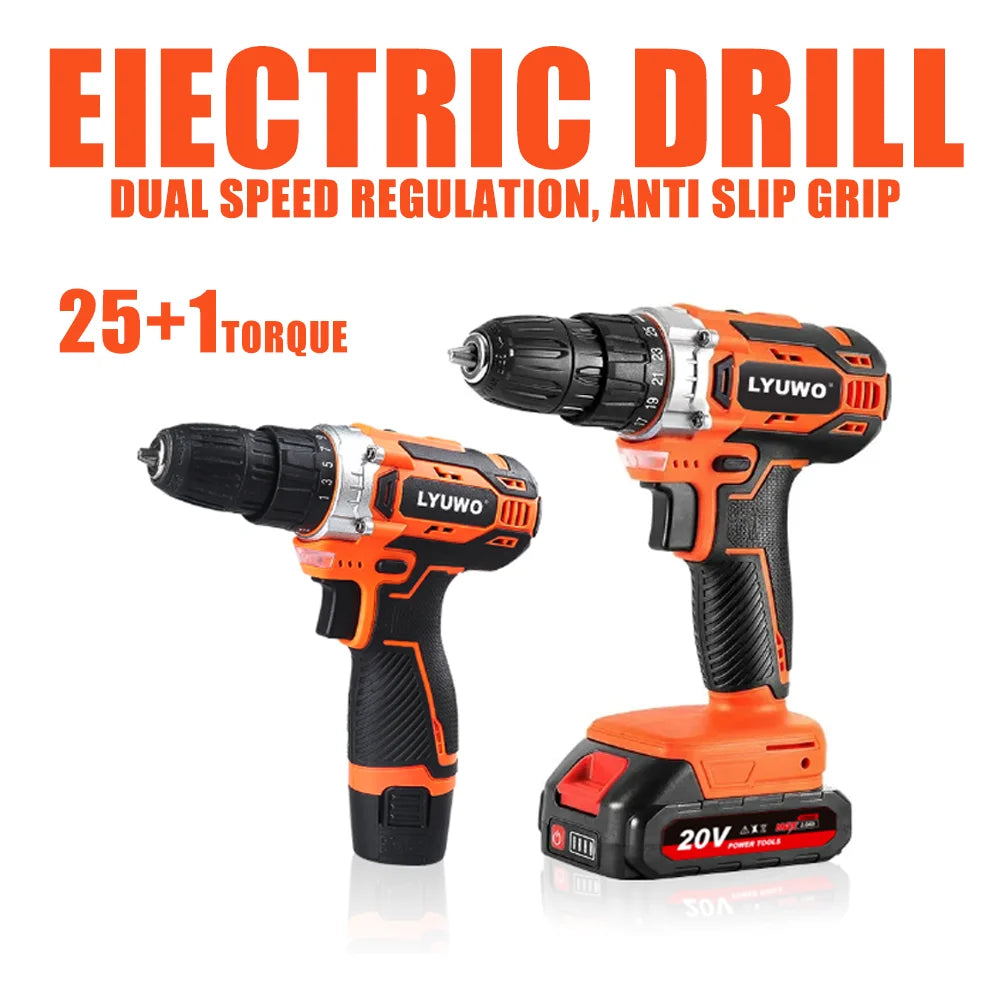 LYUWO 12V/20V Cordless Lithium-Ion Charging Drill – Portable Power Tool