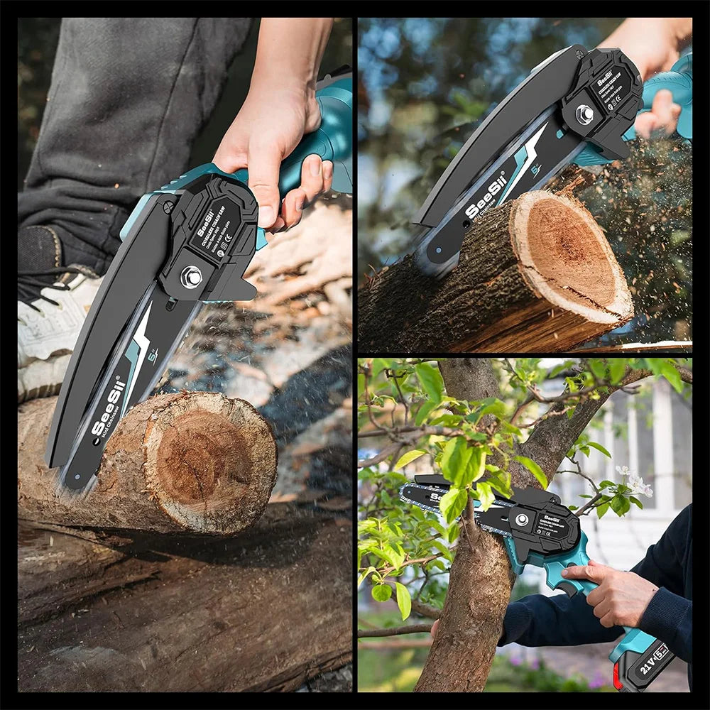 Seesii 6-Inch Cordless Mini Electric Chainsaw for Garden
