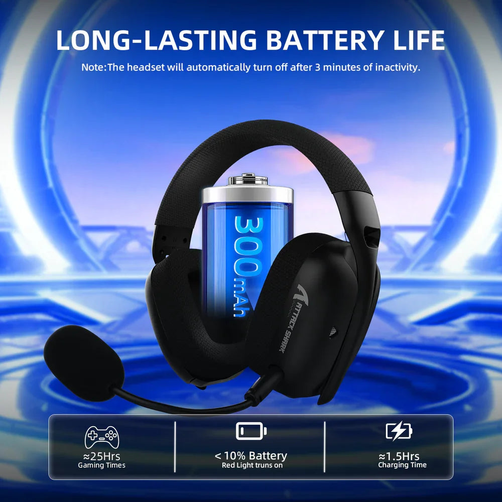 ATTACK SHARK L80PRO Wireless Gaming Headset Detachable Dual Microphone-Lightweight with Tri-Mode(2.4GHz USB C&A/BT/Wir