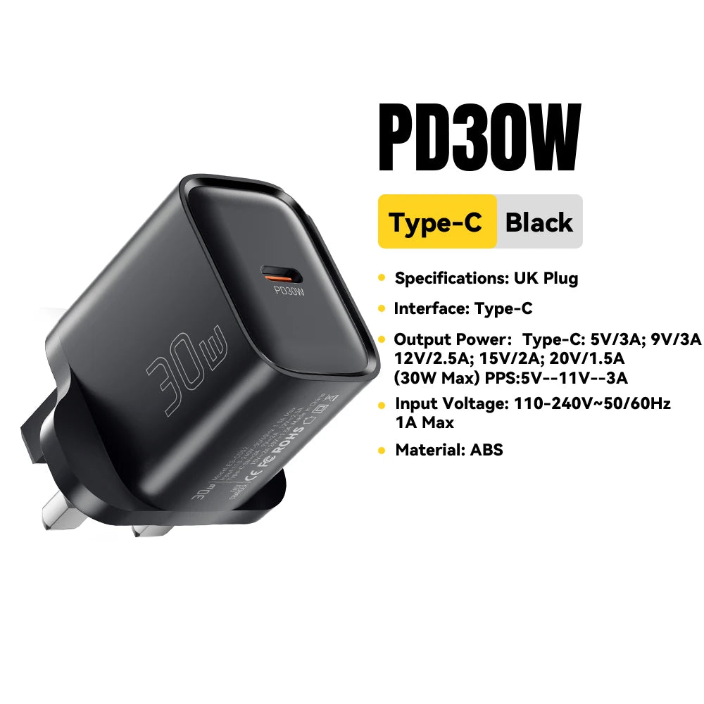 Essager Mini 30W Type C Charger PD QC3.0 Fast Type C For iPhone 16 15 14 13 Pro Samsung S25 Xiaomi iPad Travel