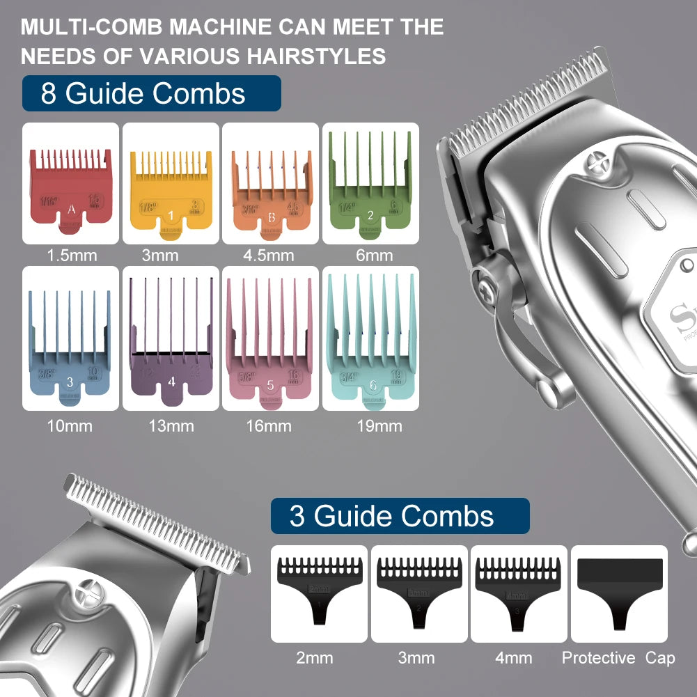 Hatteker Hair Trimmer Set – LCD Display, Oil Head & Carving Scissors Kit