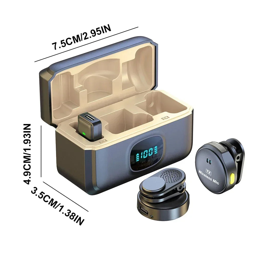 Wireless Magnetic Lapel Microphone – 164ft Range, 40H Battery with Charging Case for Video Recording