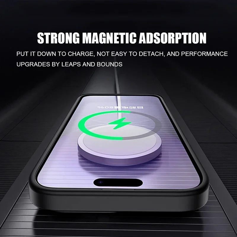 Original Case For iPhone 17 Air 16 15 14 13 12 11 Pro Max Plus For Magsafe Magnetic Wireless Charge Lens Protector Matte